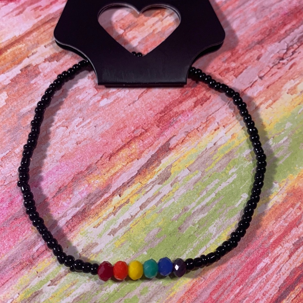 Rainbow small bead stretch bracelet